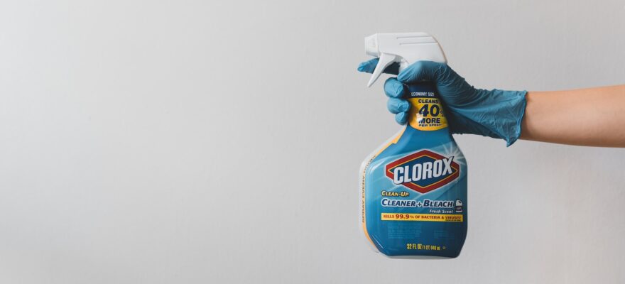 blue clorox plastic bottle