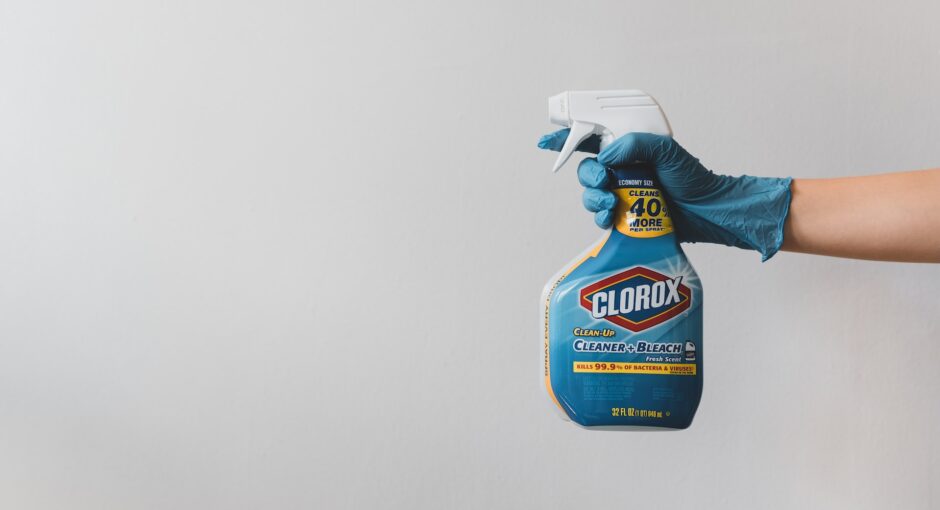 blue clorox plastic bottle