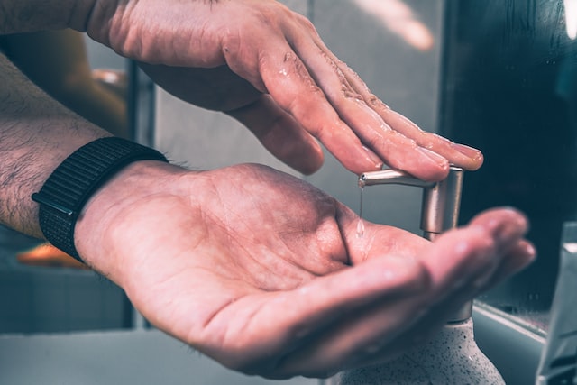 person using soap