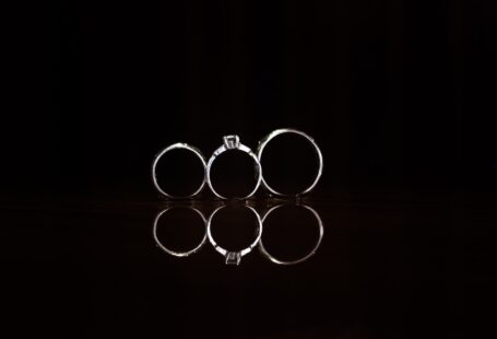 three silver-colored rings