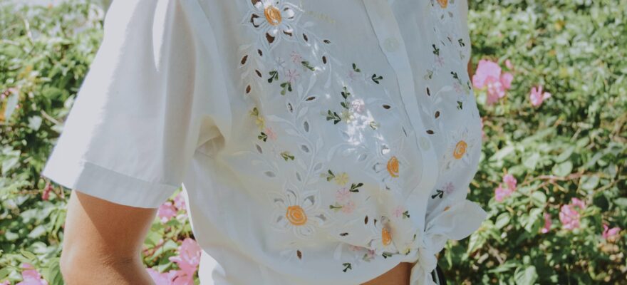 women's white and multicolored floral top